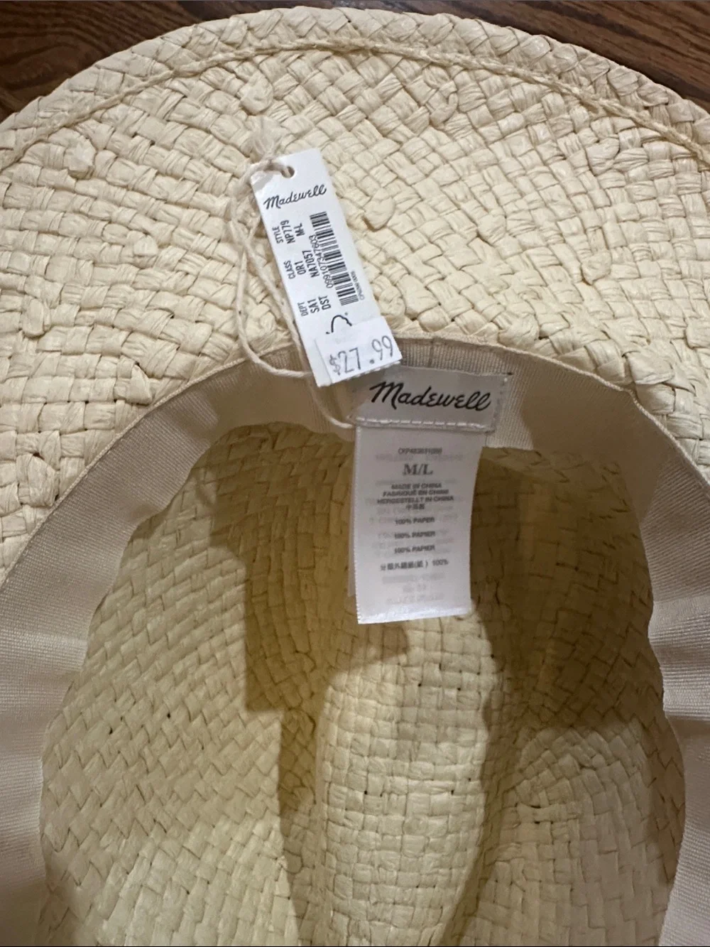 Madewell Cream Straw Fedora Hat